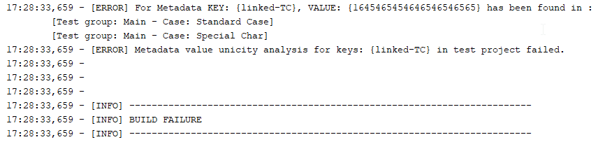 Check-metadata with Unicity checking for specific Keys build FAILURE